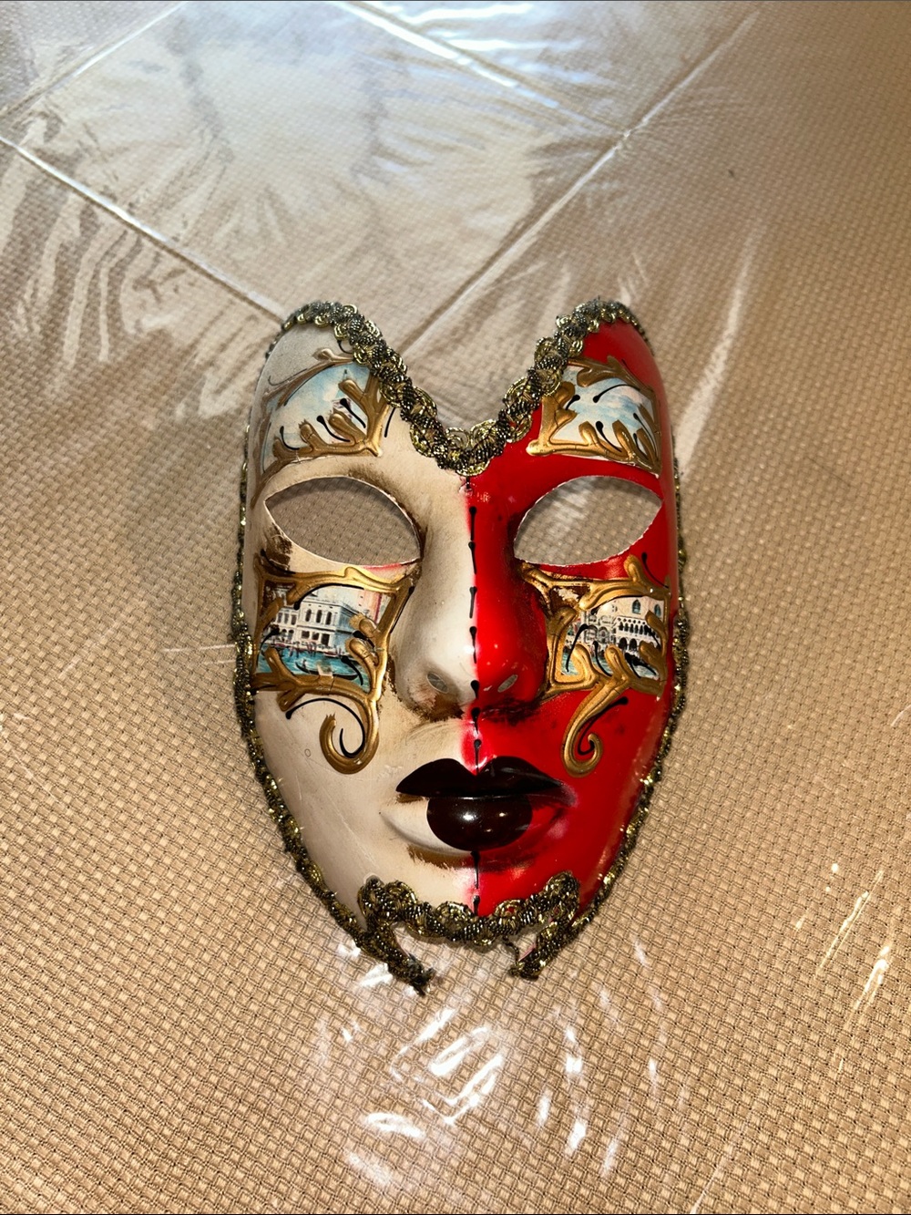 Hand-Painted Venetian Half-Face Art Mask from Venezia